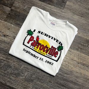 Vintage Jimmy Buffett Shirt Size XL Hanes White Y2K ParrotVille KC